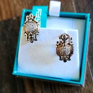 Effy sterling silver/18k diamond earrings